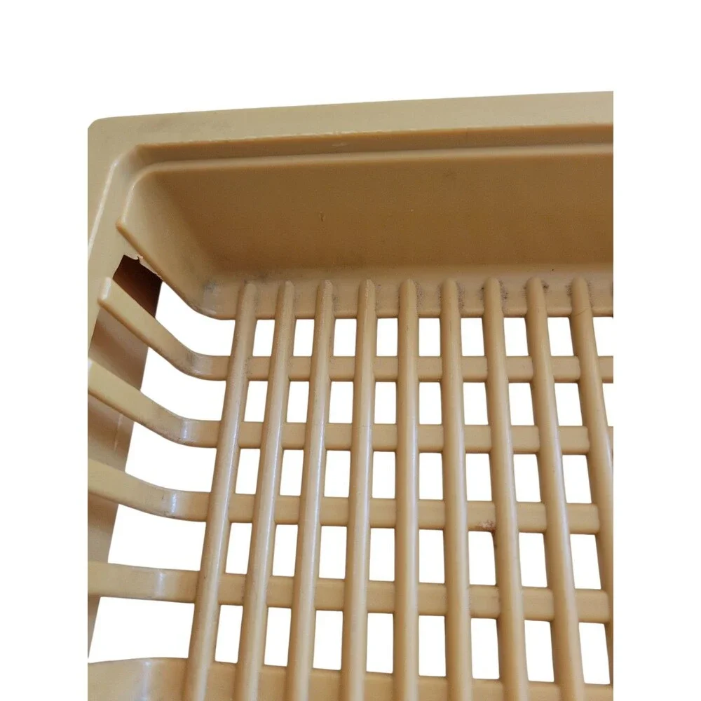 Vintage Plastic Drawer Organizer Silverware Mustard Yellow Celluloid Weave Tray